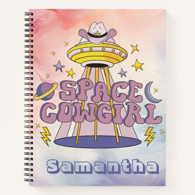 Space Cowgirl Customizable Spiral Notebook (Front)