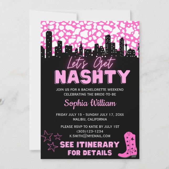 Space Cowgirl Desert Let's Get Nashty Bach Invitation (Front)