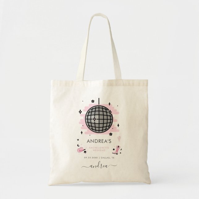 Space Cowgirl Disco Bachelorette Bridesmaid Favor Tote Bag (Front)