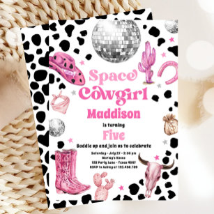 Space Cowgirl Disco Rodeo Country Girl Birthday Invitation