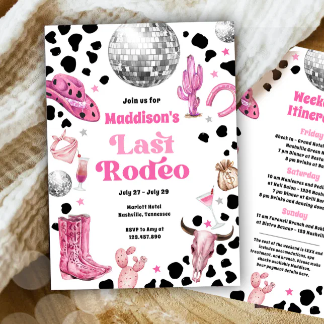 Space Cowgirl Last Rodeo Bachelorette Weekend Invitation | Zazzle