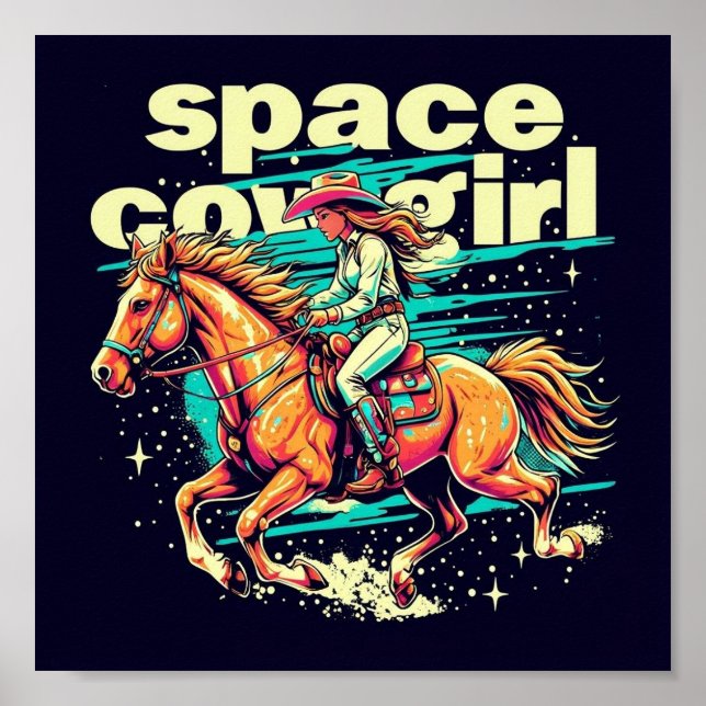 Space Cowgirl Poster – Futuristic Western Art for (Front)