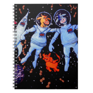 Space Cows Feed peanuts to Space Elephants Notebook