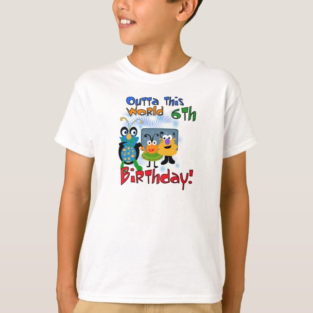 Space Creatures 6th Birthday T-Shirt (Front)