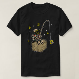 Space Crypto BTC Crypto Astronaut Fishing Bitcoin T-Shirt