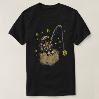 Space Crypto BTC Crypto Astronaut Fishing Bitcoin T-Shirt