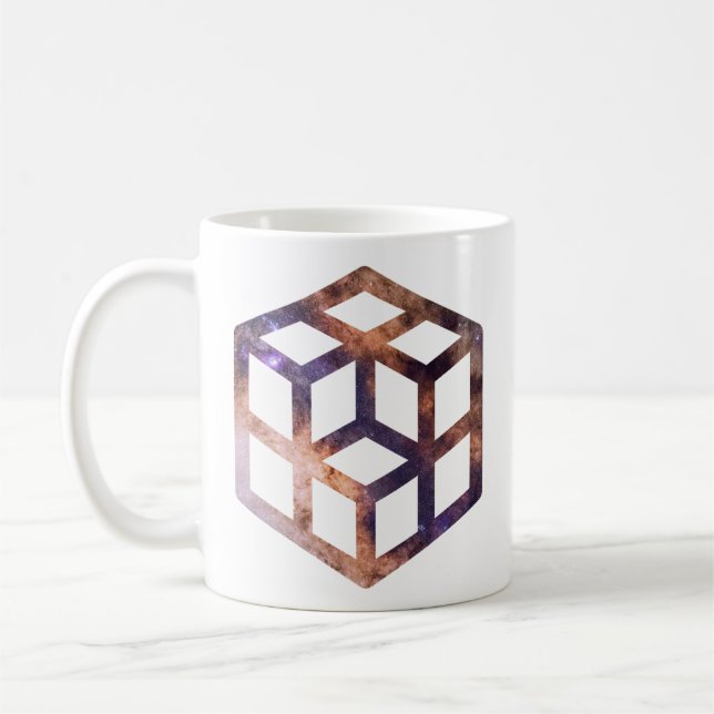 Space Cube Grid Astro Geometry Coffee Mug (Left)