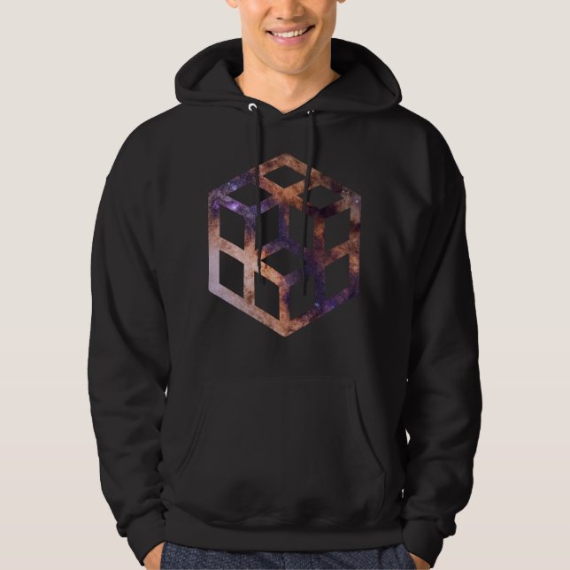 Space Cube Grid Astro Geometry Hoodie (Front)
