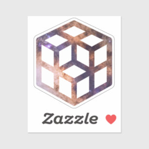 Space Cube Grid Astro Geometry Sticker