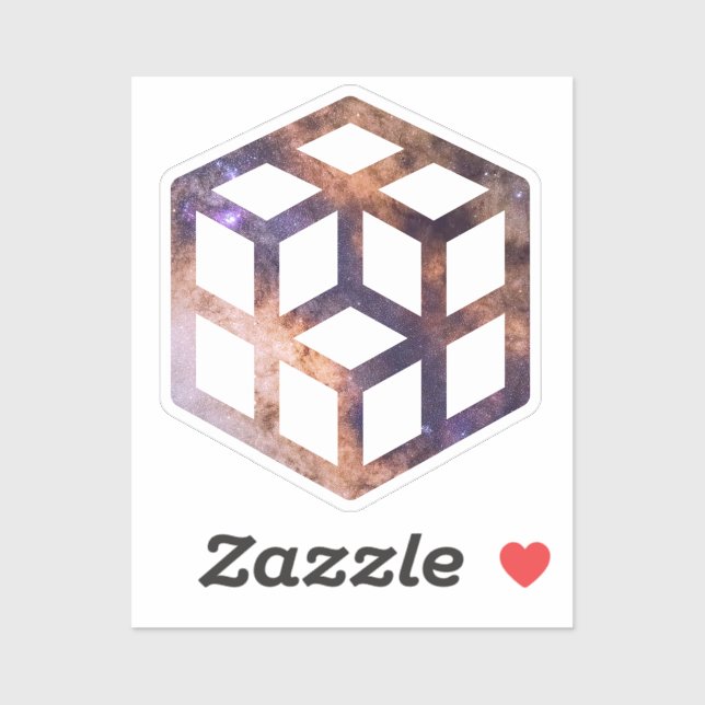 Space Cube Grid Astro Geometry Sticker (Sheet)