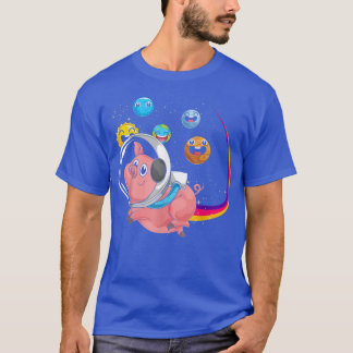 Space Cute Planets Farm Animal Lover Science Pig A T-Shirt