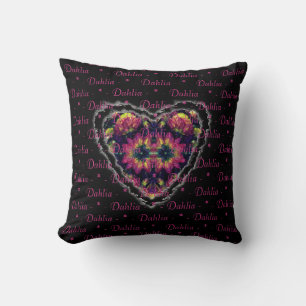 Space Dahlias Heart Tapestry Throw Pillow