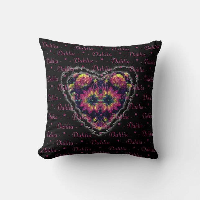 Space Dahlias Heart Tapestry Throw Pillow (Front)
