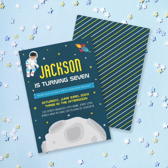 Space Dark Boy Astronaut Birthday Invitation (Creator Uploaded)