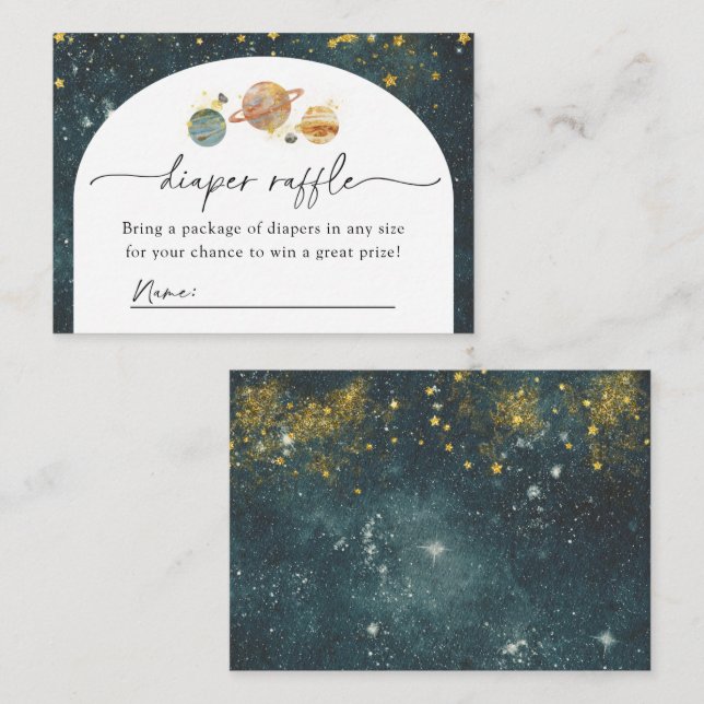 Space Diaper Raffle Card | Space Baby Shower (Front/Back)