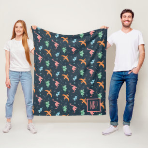 Space Dinosaur Pattern Modern Personalized Fleece Blanket