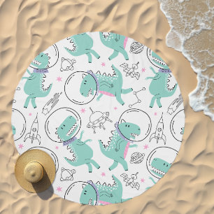 Space Dinosaurs, Cute Dinosaurs, Space Ship, Stars Beach Towel