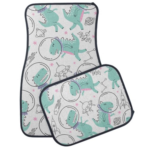 Space Dinosaurs Cute Dinosaurs Space Ship Stars Car Floor Mat