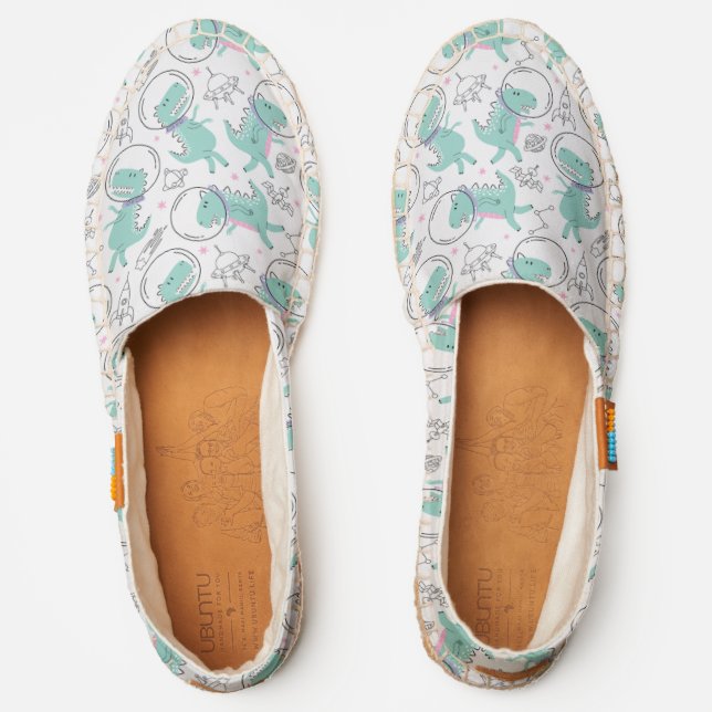 Space Dinosaurs, Cute Dinosaurs, Space Ship, Stars Espadrilles (Front)