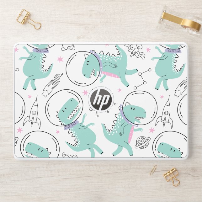 Space Dinosaurs, Cute Dinosaurs, Space Ship, Stars HP Laptop Skin (Desk)