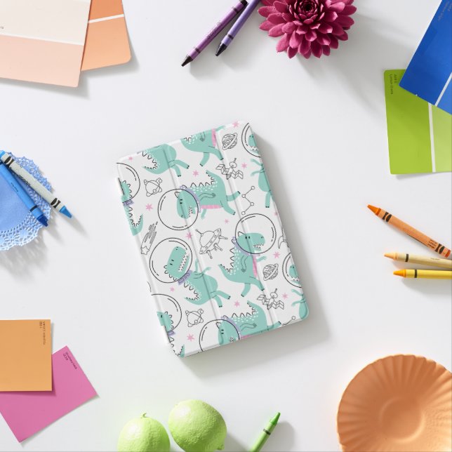 Space Dinosaurs, Cute Dinosaurs, Space Ship, Stars iPad Mini Cover (In Situ)