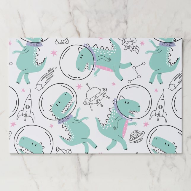 Space Dinosaurs, Cute Dinosaurs, Space Ship, Stars Paper Pad (Front)