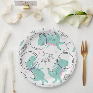 Space Dinosaurs, Cute Dinosaurs, Space Ship, Stars Paper Plates