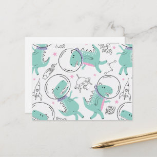 Space Dinosaurs, Cute Dinosaurs, Space Ship, Stars Postcard