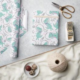 Space Dinosaurs, Cute Dinosaurs, Space Ship, Stars Wrapping Paper