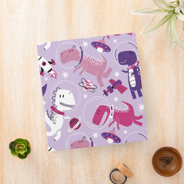 Space Dinosaurs, Cute Dinosaurs, Stars, Space Ship 3 Ring Binder (In Situ)