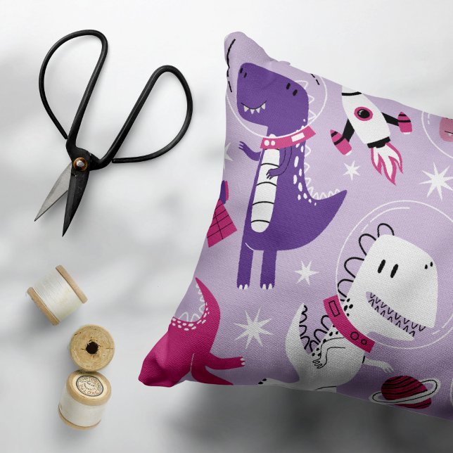 Space Dinosaurs, Cute Dinosaurs, Stars, Space Ship Accent Pillow (Creator Uploaded)
