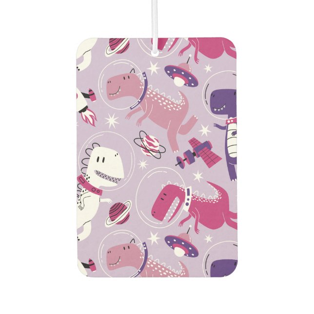 Space Dinosaurs, Cute Dinosaurs, Stars, Space Ship Air Freshener (Front)