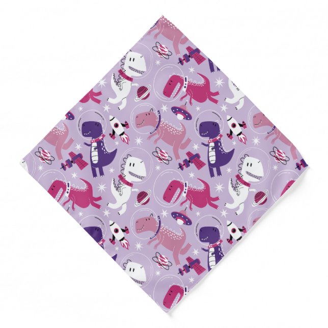 Space Dinosaurs, Cute Dinosaurs, Stars, Space Ship Bandana (Front)