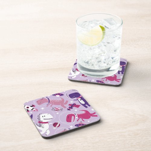 Space Dinosaurs Cute Dinosaurs Stars Space Ship Beverage Coaster