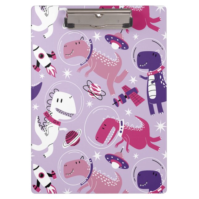 Space Dinosaurs, Cute Dinosaurs, Stars, Space Ship Clipboard (Front)