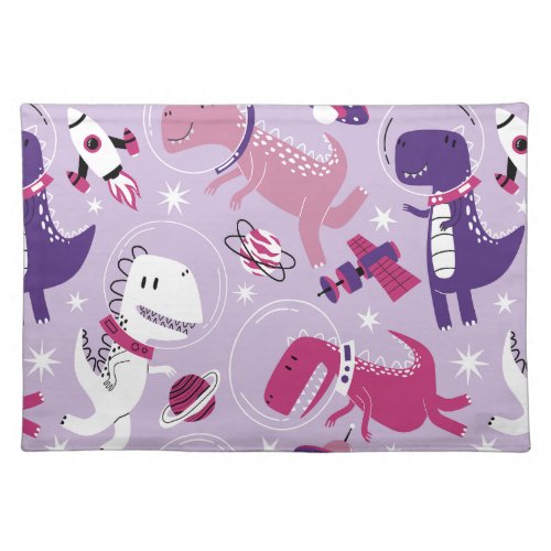 Space Dinosaurs Cute Dinosaurs Stars Space Ship Cloth Placemat