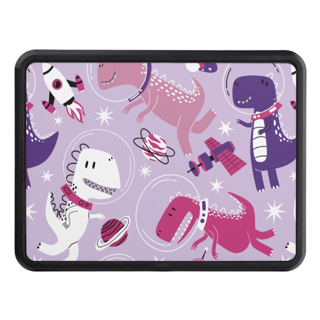 Space Dinosaurs, Cute Dinosaurs, Stars, Space Ship Hitch Cover (Front)