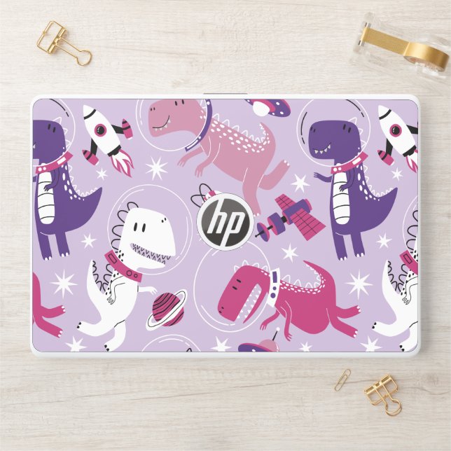 Space Dinosaurs, Cute Dinosaurs, Stars, Space Ship HP Laptop Skin (Desk)