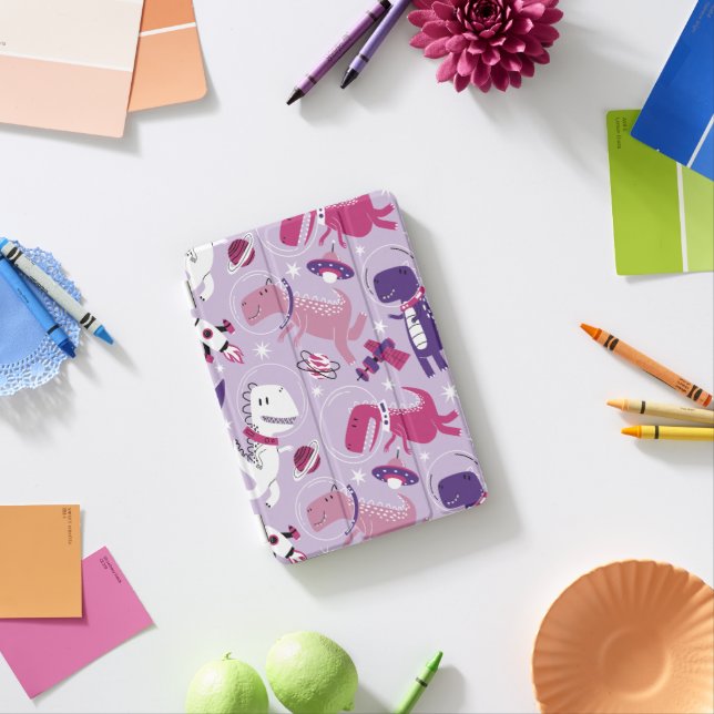 Space Dinosaurs, Cute Dinosaurs, Stars, Space Ship iPad Mini Cover (In Situ)