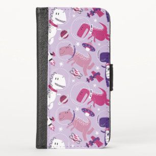 Space Dinosaurs, Cute Dinosaurs, Stars, Space Ship iPhone X Wallet Case