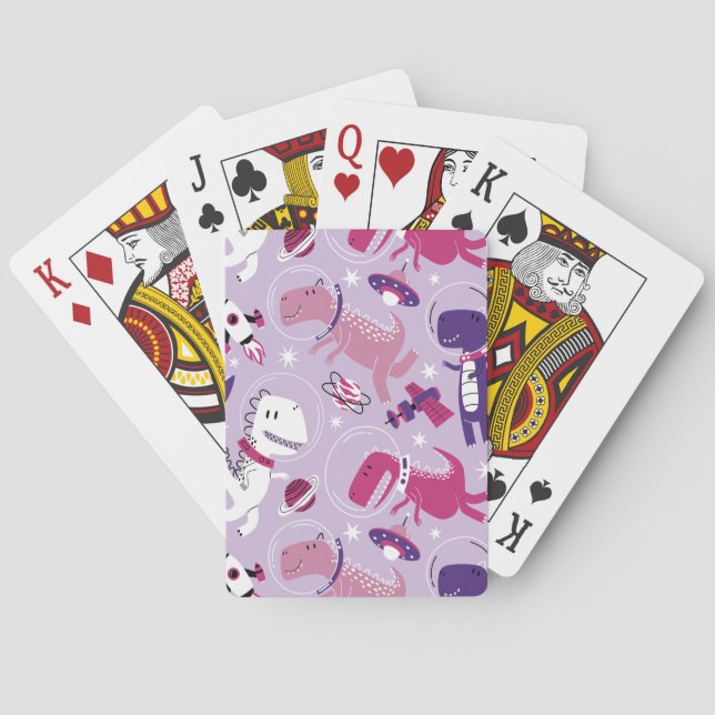 Space Dinosaurs, Cute Dinosaurs, Stars, Space Ship Poker Cards (Back)
