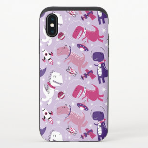 Space Dinosaurs, Cute Dinosaurs, Stars, Space Ship iPhone X Slider Case