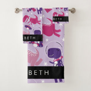Space Dinosaurs, Cute Dinosaurs, Stars, Your Name Bath Towel Set