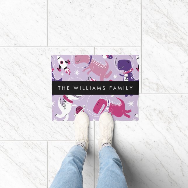 Space Dinosaurs, Cute Dinosaurs, Stars, Your Name Doormat (Indoor)