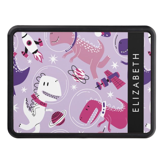 Space Dinosaurs, Cute Dinosaurs, Stars, Your Name Hitch Cover (Front)