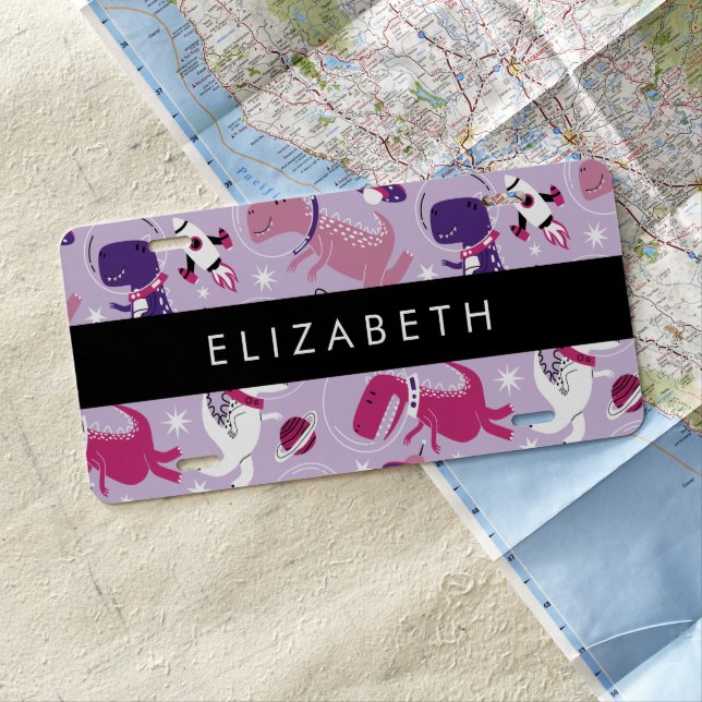 Space Dinosaurs, Cute Dinosaurs, Stars, Your Name License Plate (In Situ)