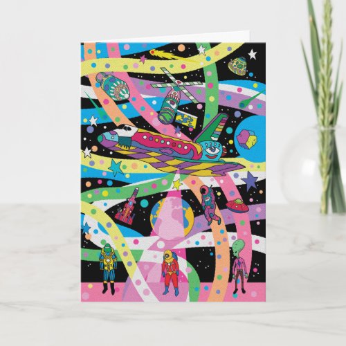 Space Disco Birthday Card