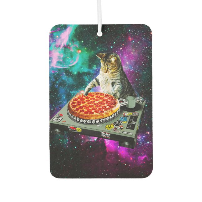 Space dj cat pizza air freshener (Front)