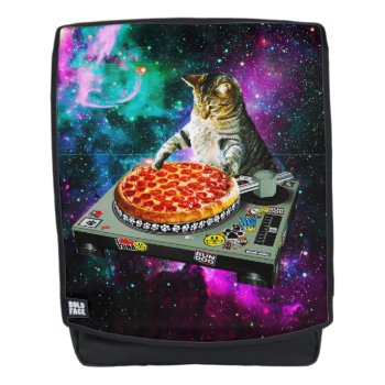 Space Dj Cat Pizza Backpack by jahwil at Zazzle