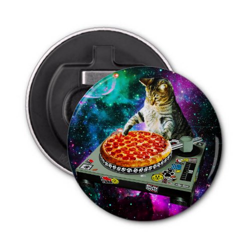 Space dj cat pizza bottle opener
